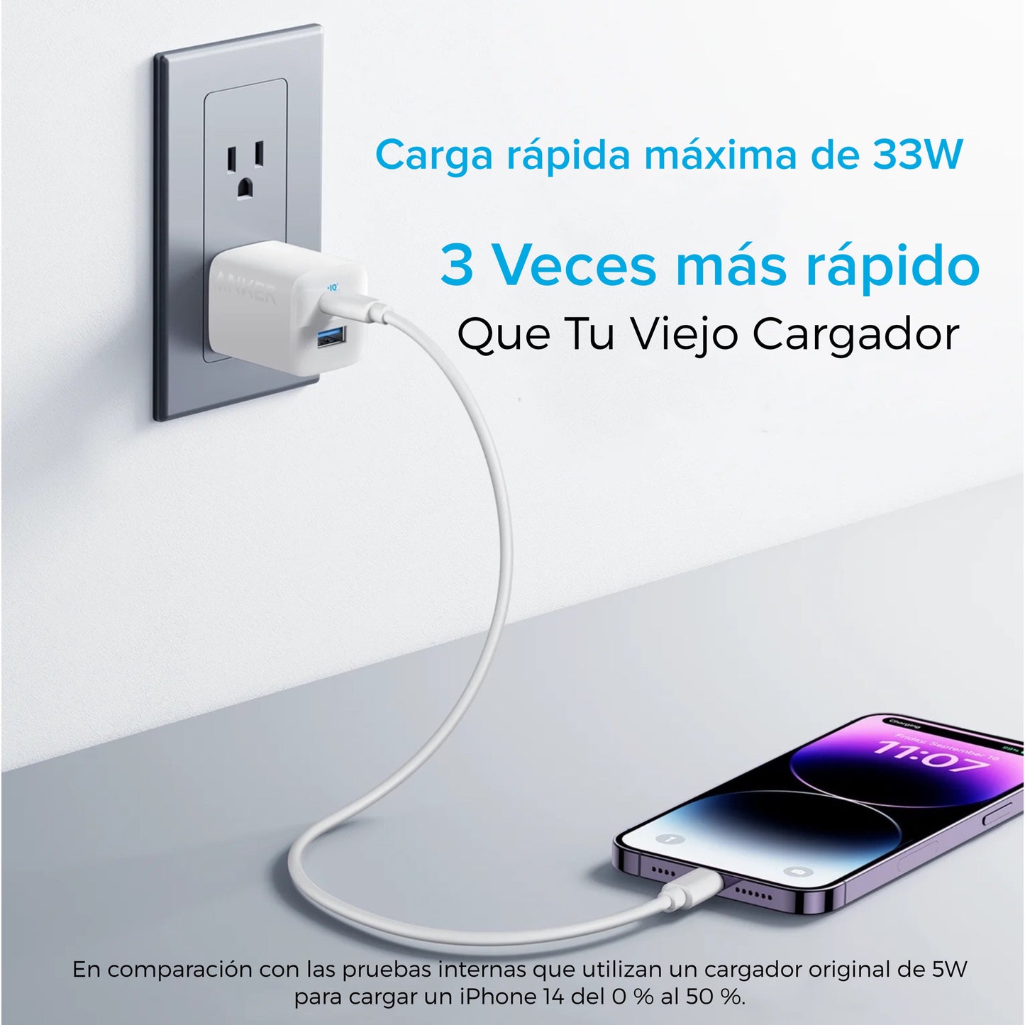 Cargador de pared Anker 2 Puertos 32W (20W USB-C / 12W USB-A)