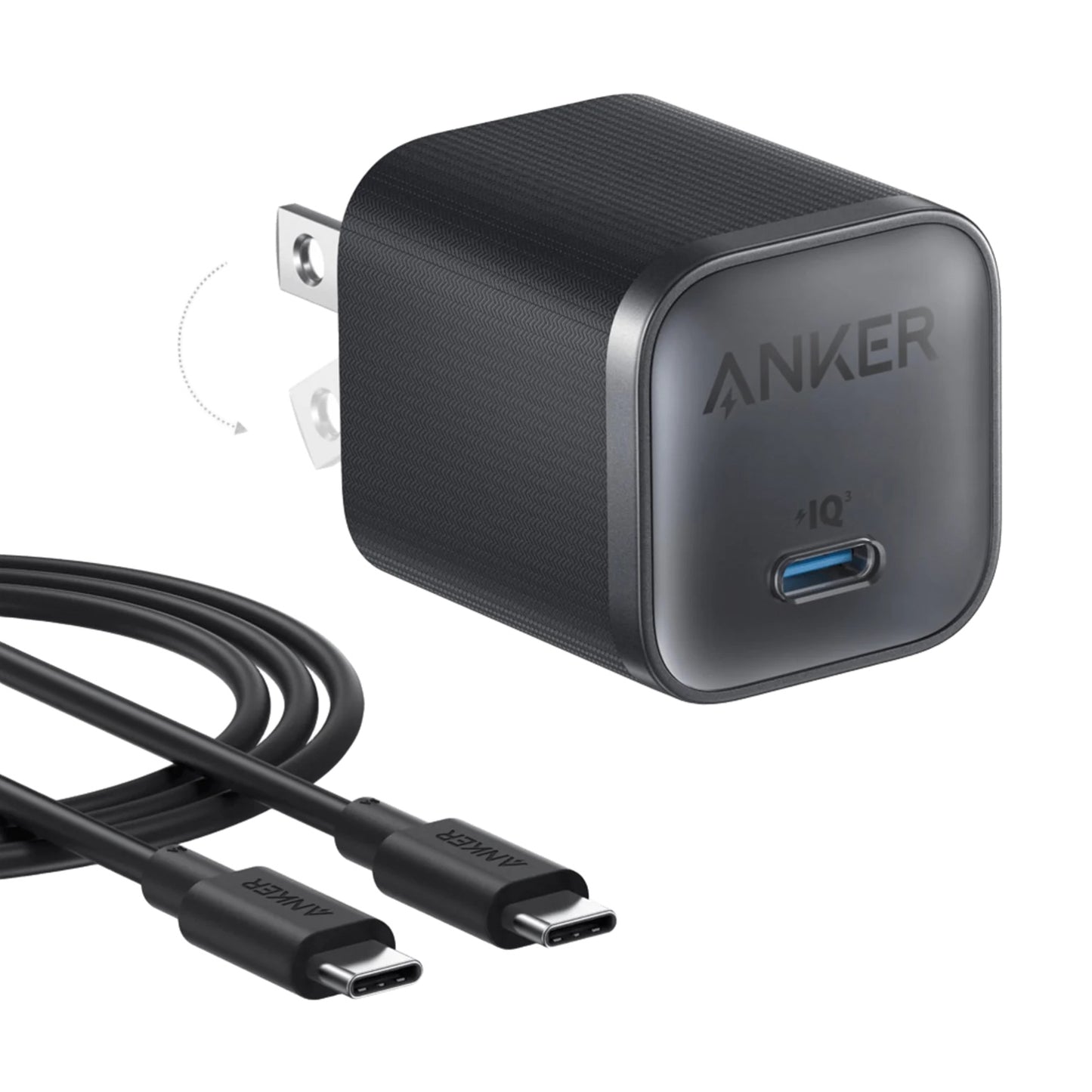 Cargador de pared Anker Nano USB-C 45W + Cable USB-C a USB-C 1.8M