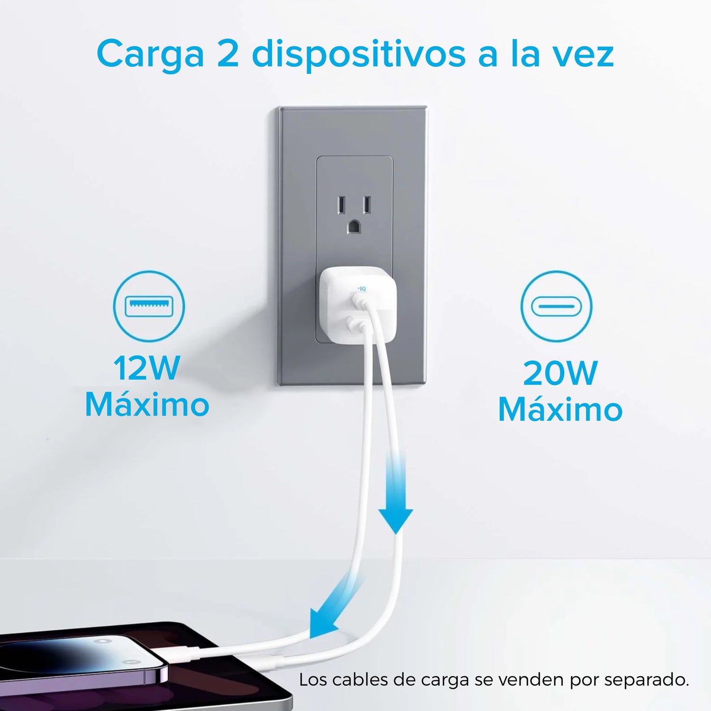 Cargador de pared Anker 2 Puertos 32W (20W USB-C / 12W USB-A)