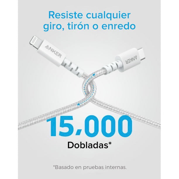 Cable Anker PowerLine Trenzado USB-C a Lightning 1.8M