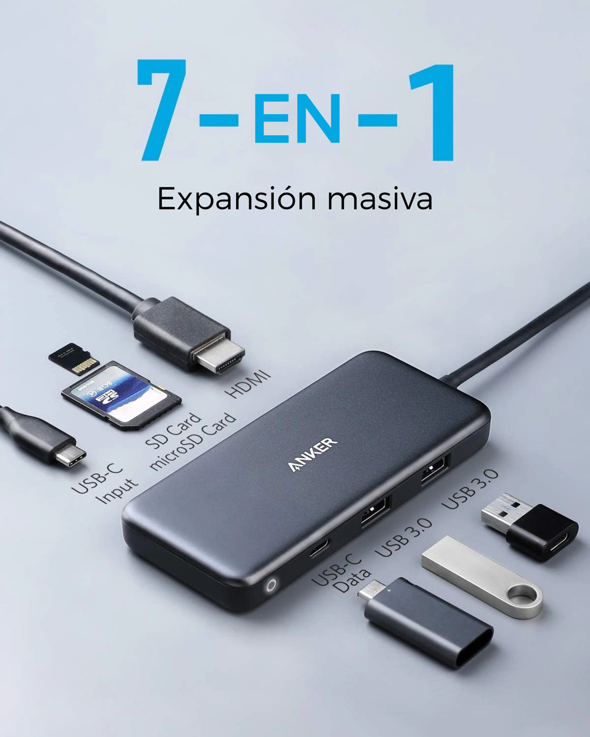 Adaptador Anker PowerExpand+ 7 en 1 USB-C PD Media Hub