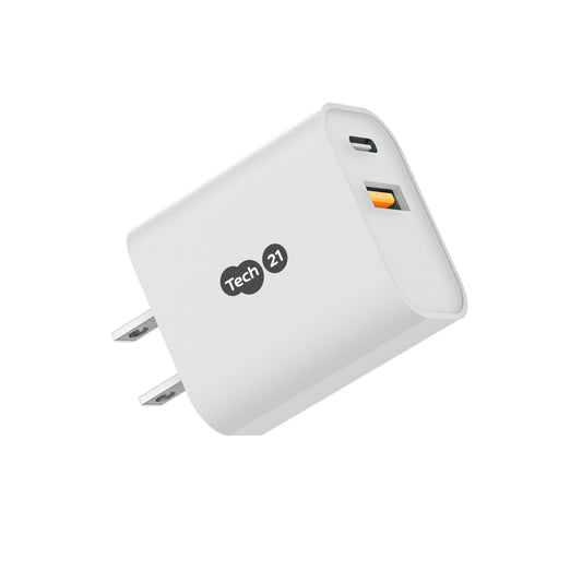 Cargador de pared TECH21 dos puertos USB-C / USB-A de 30W