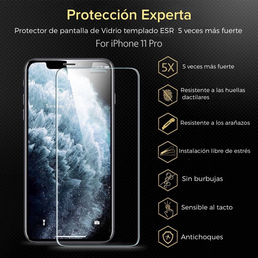 Protector de Pantalla ESR For iPhone 11 Pro/ XS Con marco Aplicador