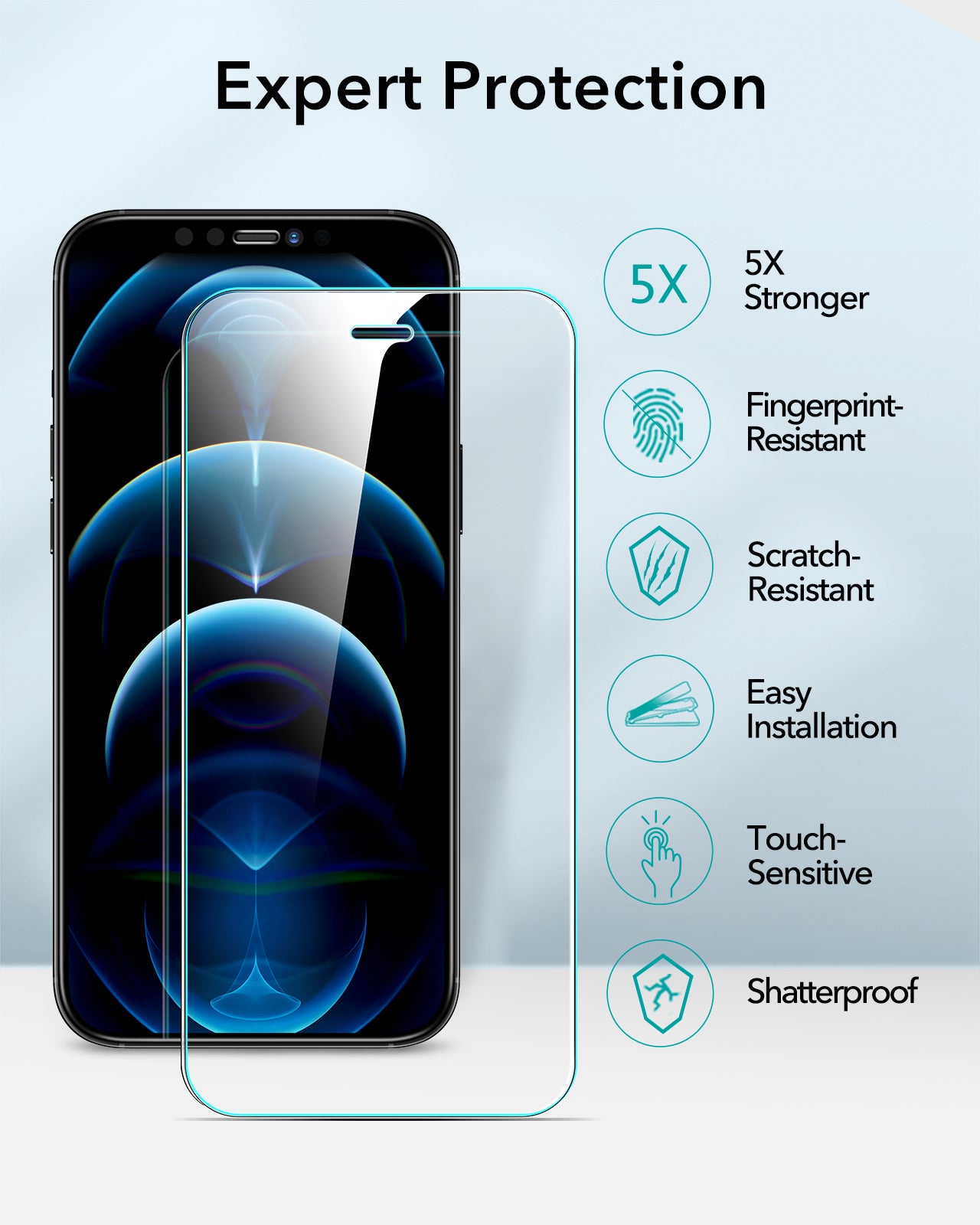 Protector de Pantalla ESR For iPhone 12 Pro Max Con marco Aplicador
