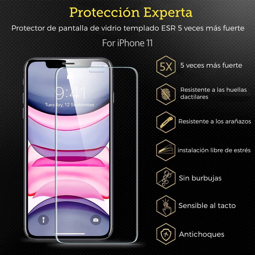 Protector de Pantalla ESR For iPhone 11/XR Con marco Aplicador