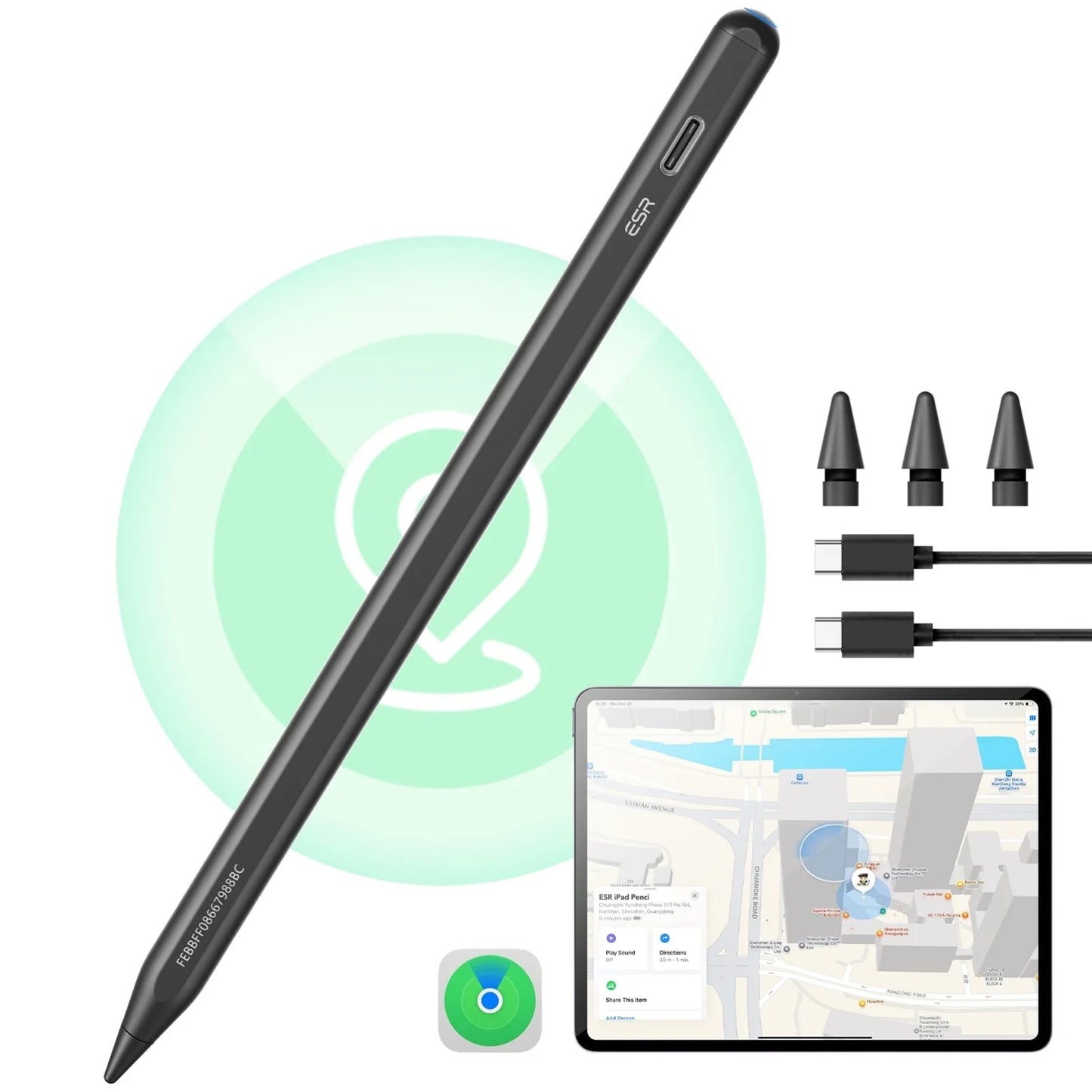 Lápiz Geo Digital ESR para iPad compatible con Find My
