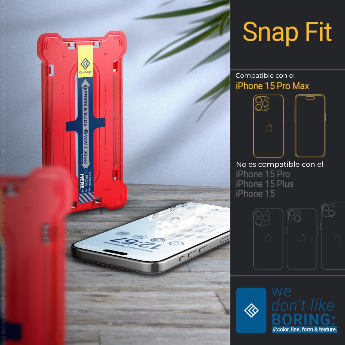 Protector de pantalla Caseology Snap Fit para iPhone 15 Pro Max