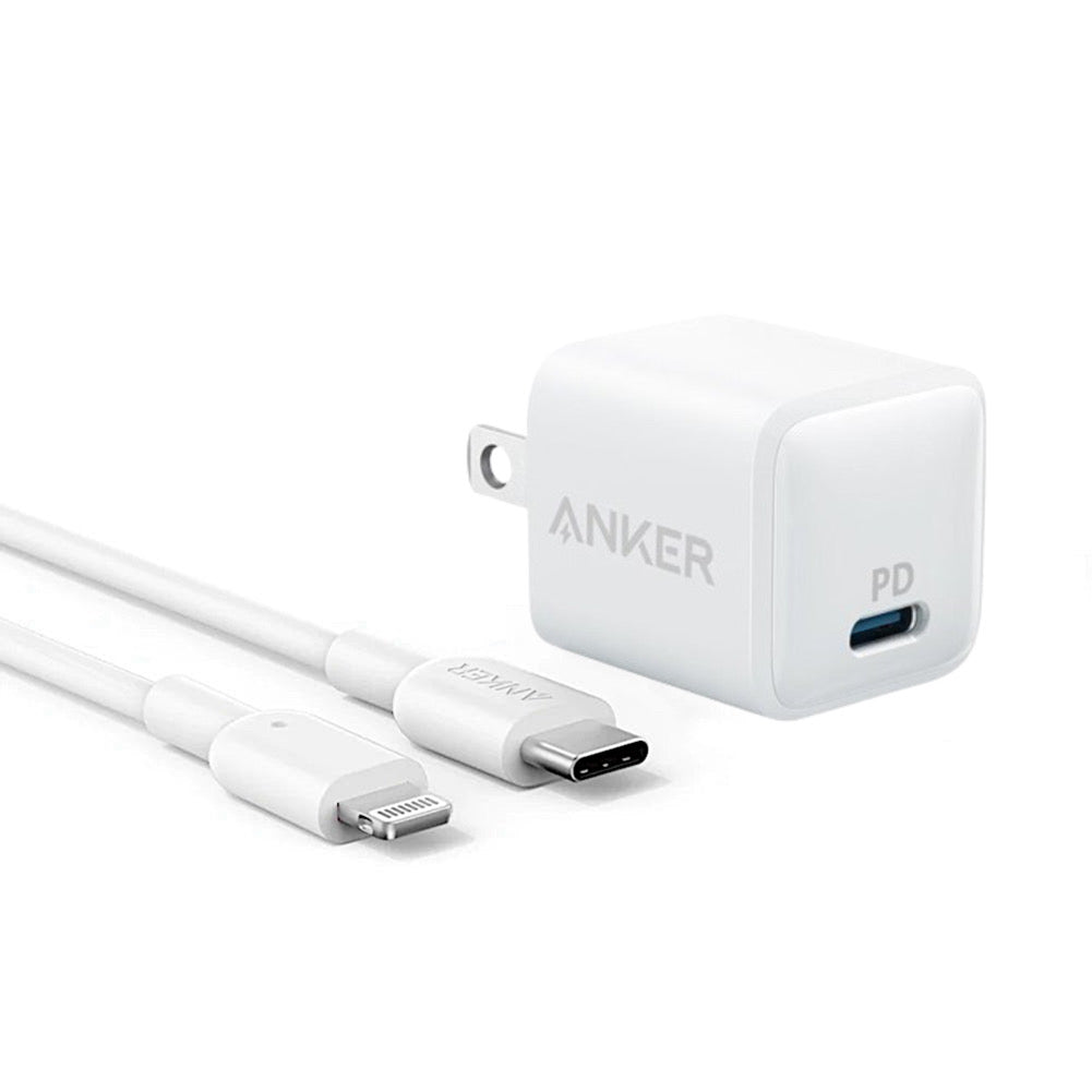 Cargador de pared Anker Nano USB-C 20W + Cable USB-C a Lightning 1.8M