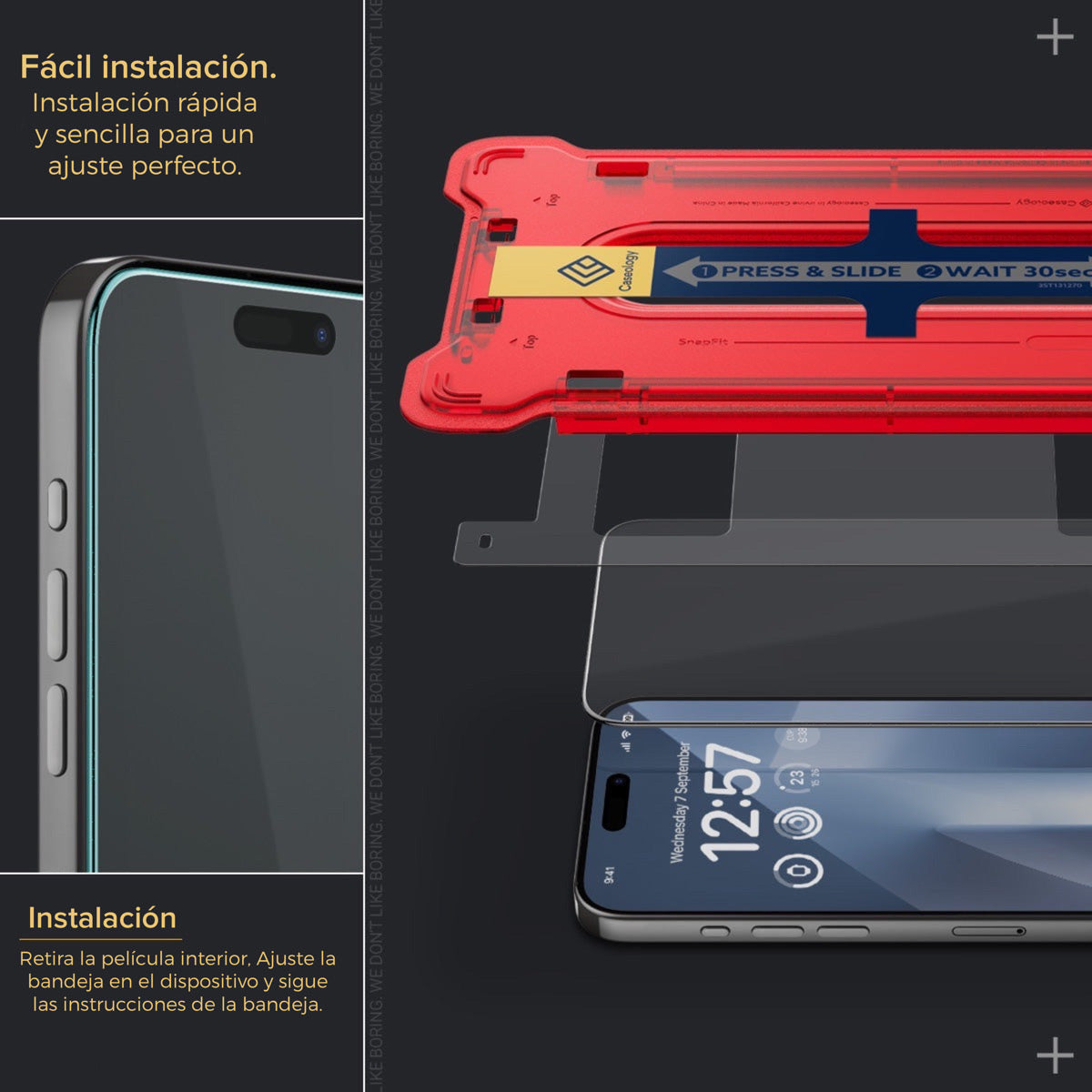 Protector de pantalla Caseology Snap Fit para iPhone 15 Pro Max