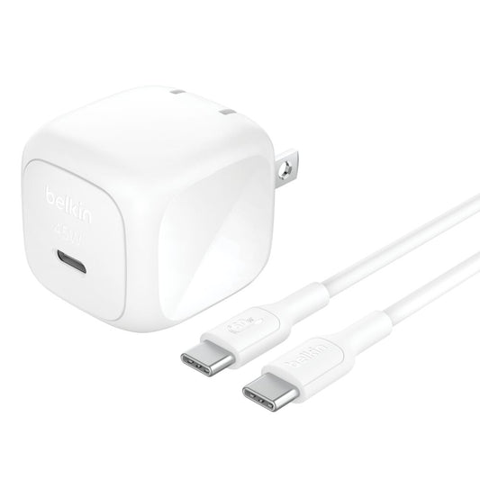 Cargador de pared Belkin USB-C de 45W + Cable USB-C a USB-C de 1 Metro