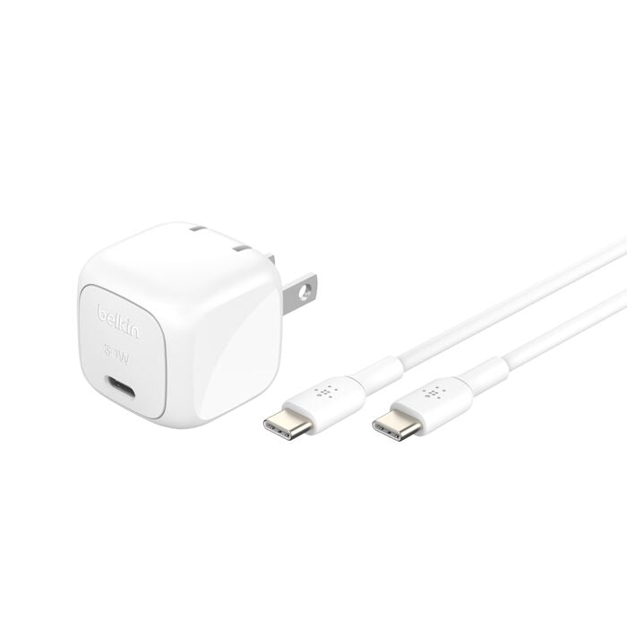 Cargador de pared Belkin USB-C de 30W + Cable USB-C a USB-C de 1 Metro