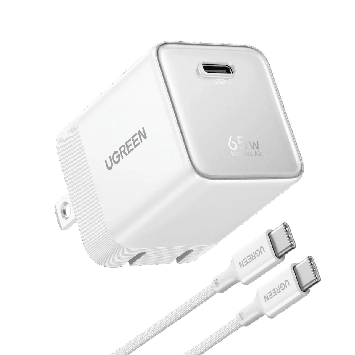 Cargador de Pared Ugreen Nexode Air USB-C de 65W (AVS) con Cable USB-C a USB-C de 1 Metro